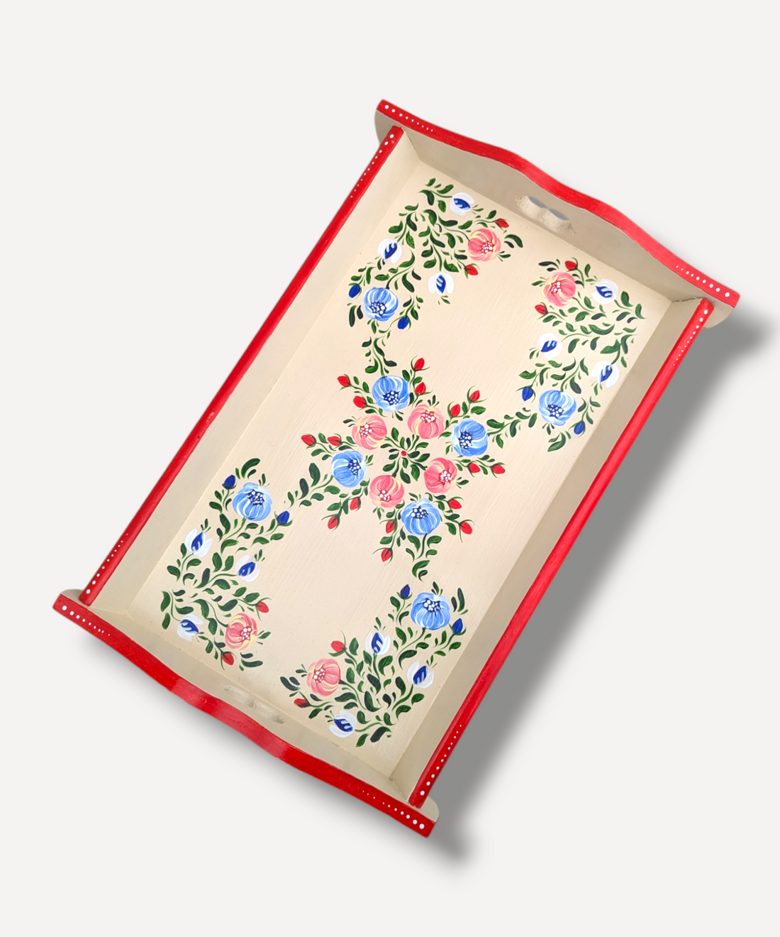 Casa De Folklore Cream - Hand Painted Wooden Tray front