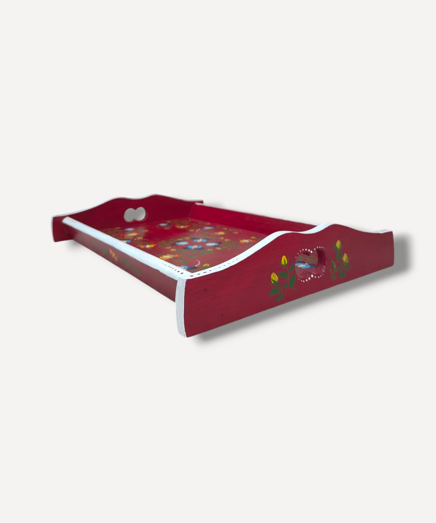 Casa De Folklore Deep Red - Hand Painted Wooden Trays