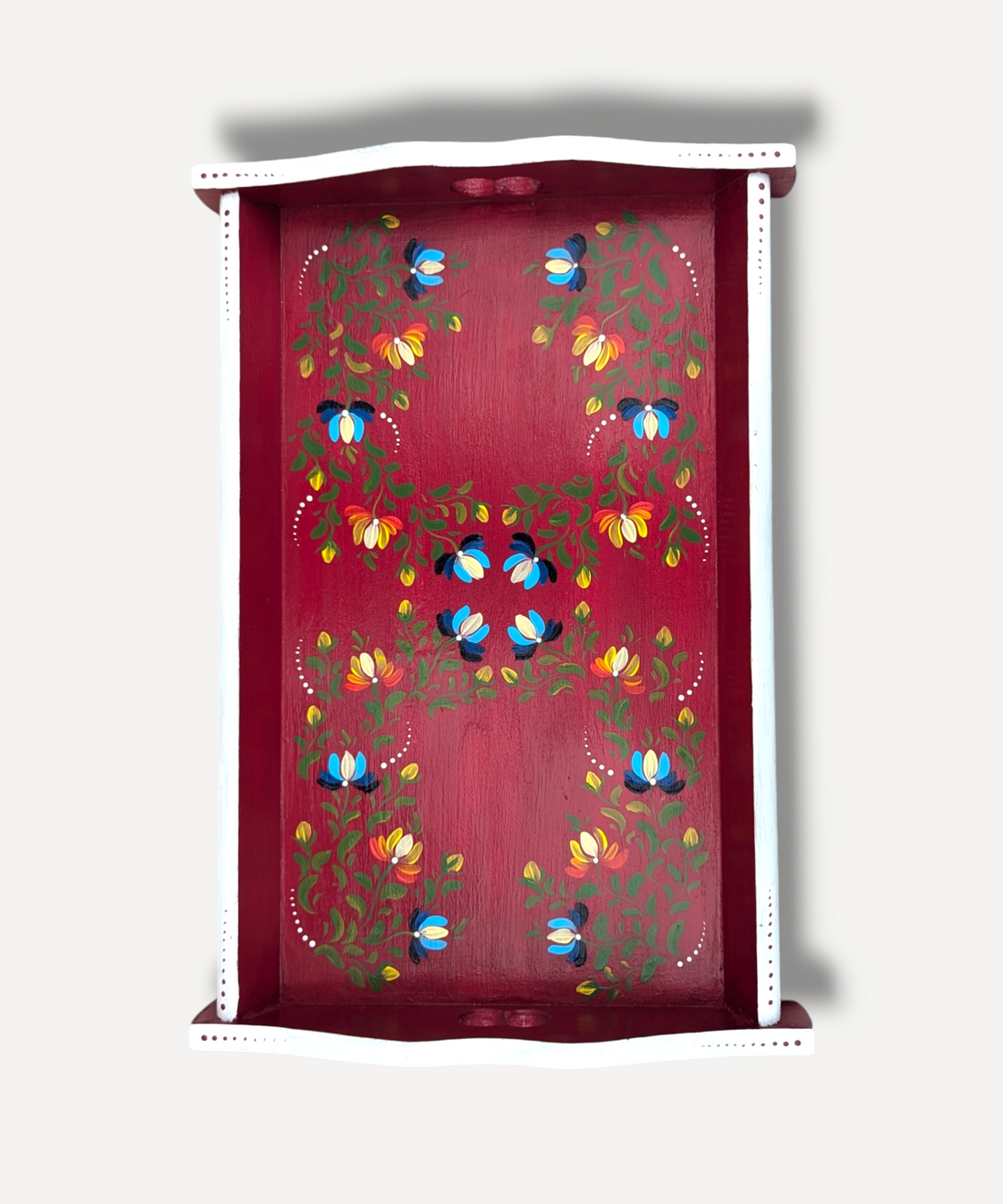 Casa De Folklore Deep Red - Hand Painted Wooden Trays
