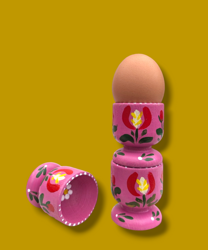 Casa De Folklore Fuchsia_Pink_-_Hand_Painted_Wooden_Egg_Cup