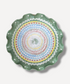 Decorative plate with a colorful circular pattern on a white background