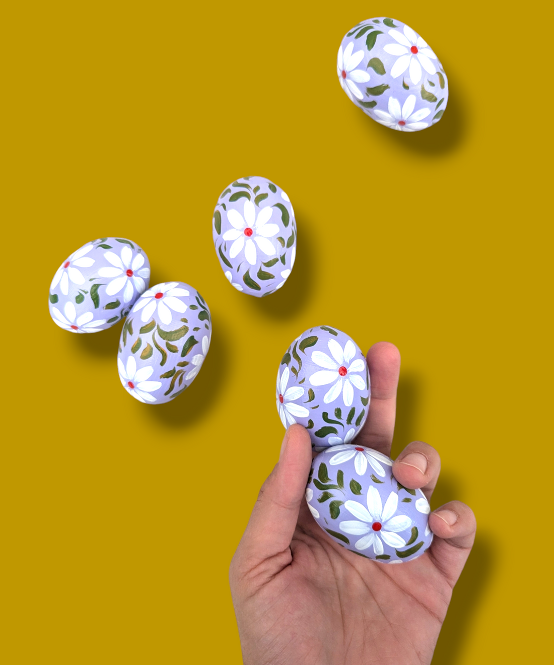 Casa De Folklore Lilac Daisy - Hand Painted Wooden Egg