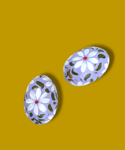 Casa De Folklore Lilac Daisy - Hand Painted Wooden Egg