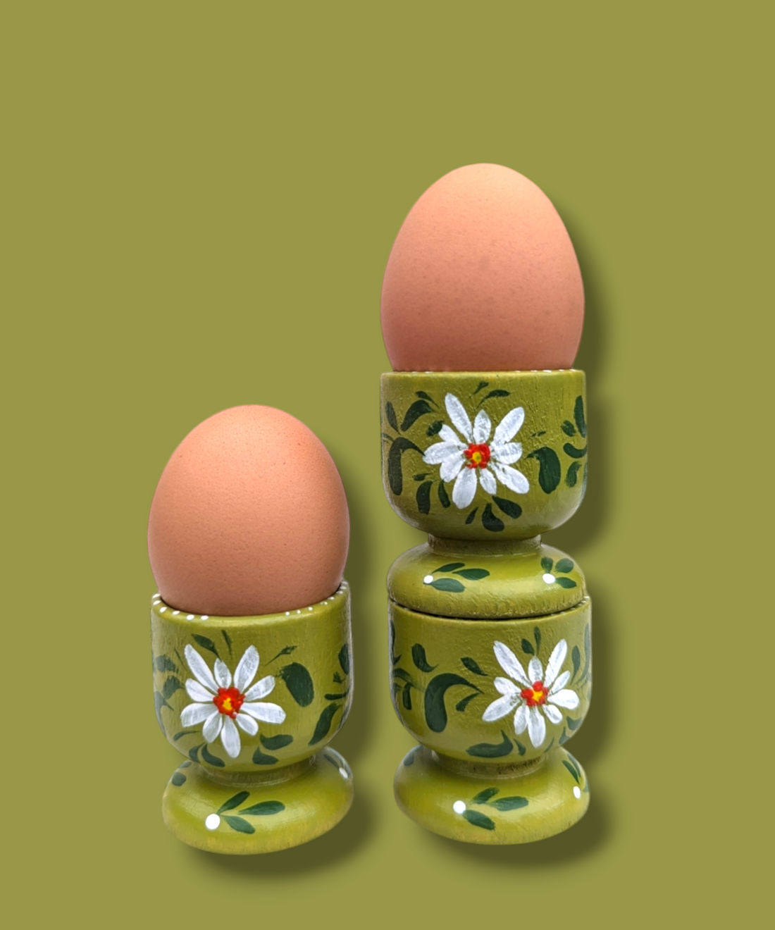 Casa De Folklore Lime Green - Hand Painted Wooden Egg Cup