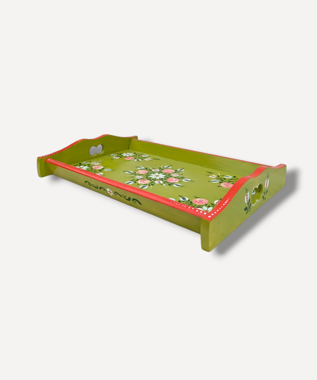 Casa De Folklore Lime Green - Hand Painted Wooden Trays side