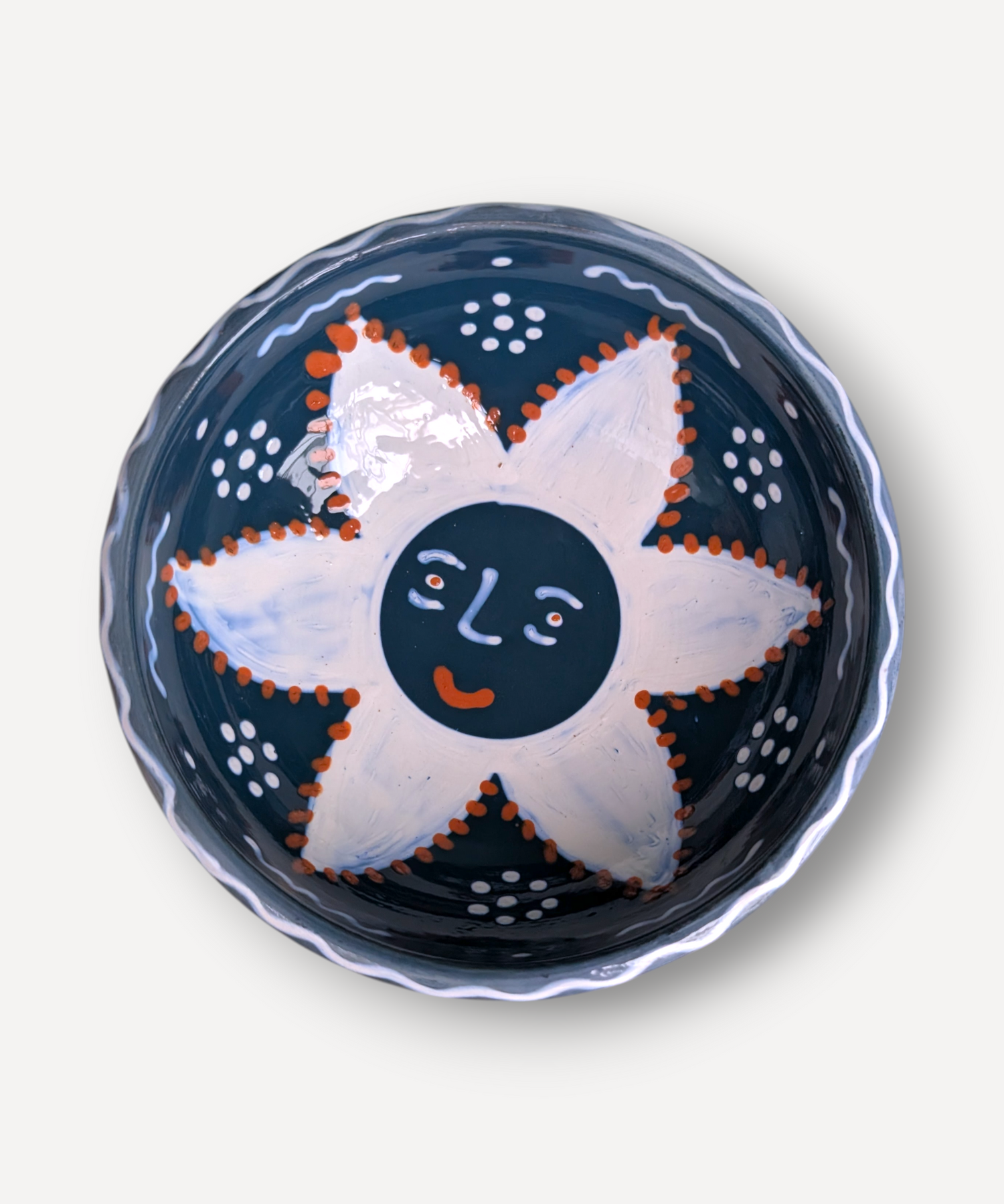 Romanian handmade bowls with sun motif