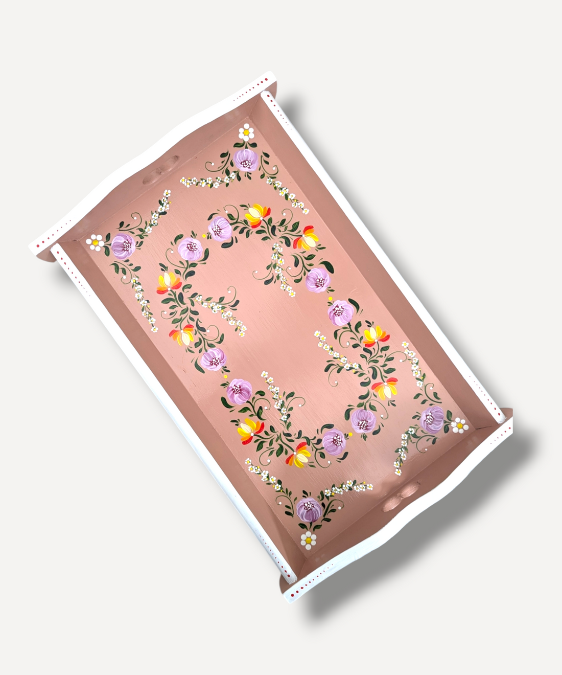 Casa De Folklore Pink Musk - Hand Painted Wooden Trays front