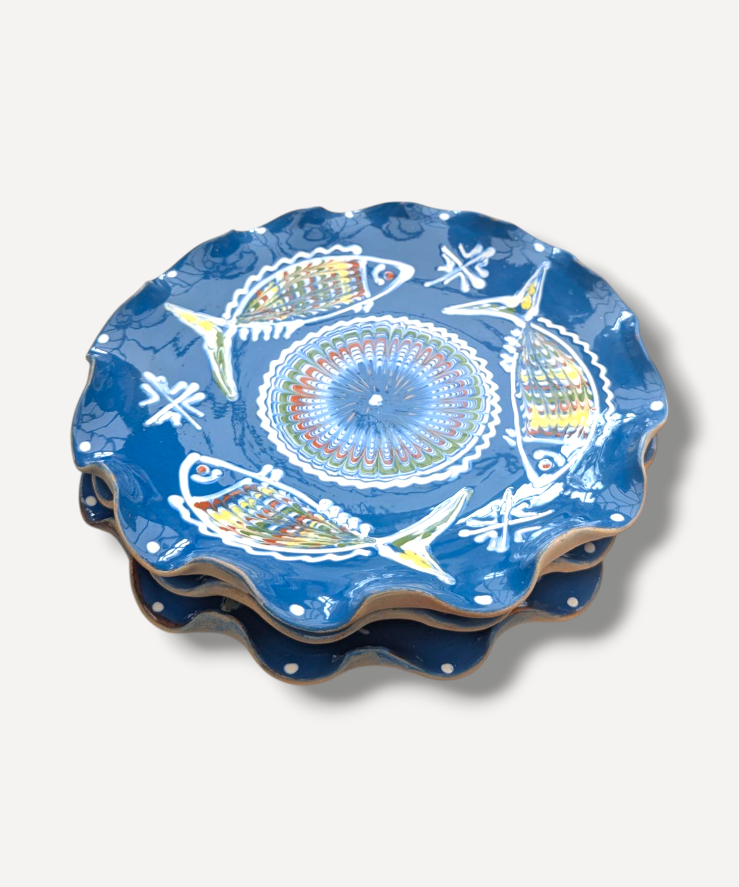 Casa De Folklore Pisces Lare Ripple Serving Plate Stack
