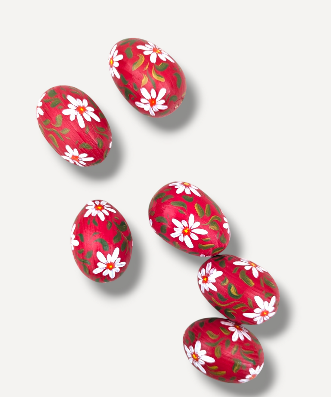Casa De Folklore Red Daisy - Hand Painted Wooden Egg