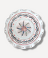 Handmade Horezu ceramic sharing platter with floral folk motif and scalloped ivory edge