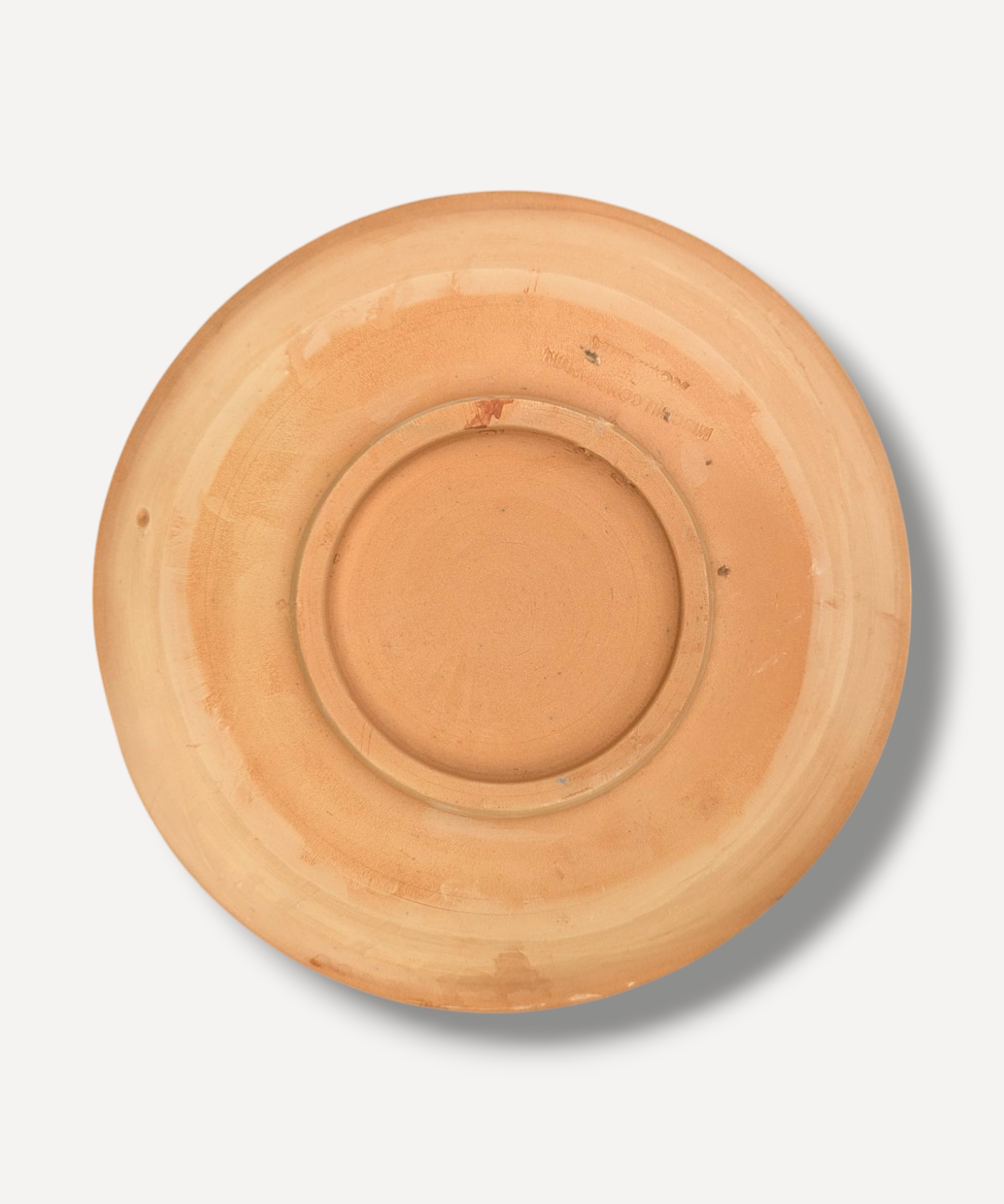 Terracotta plate on a white background