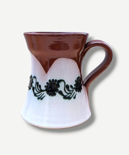 SITAR White &amp; Dark Green Floral Mug