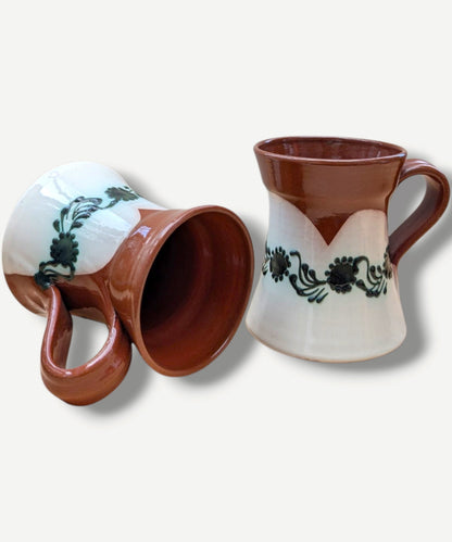 SITAR White &amp; Dark Green Floral Mug