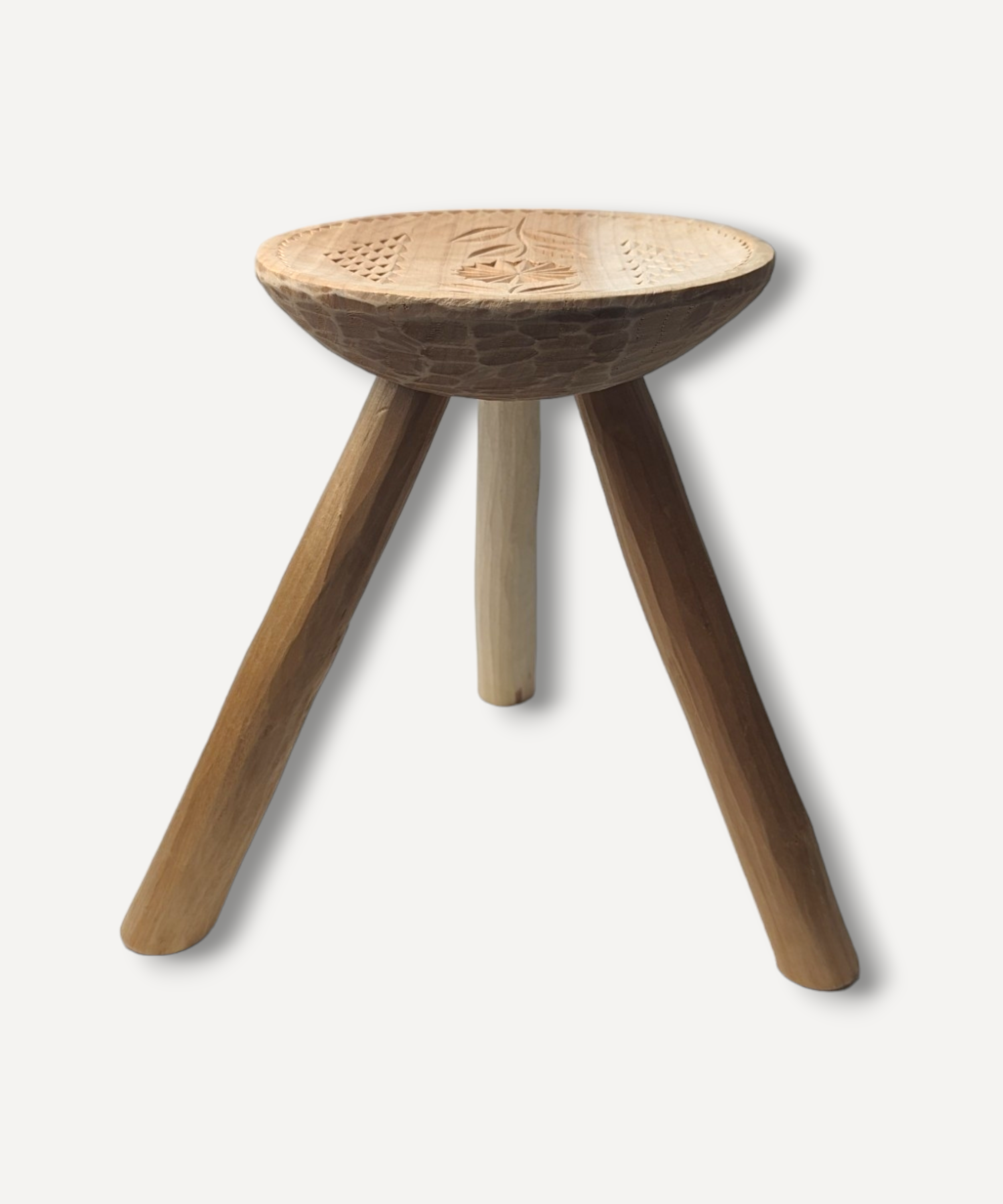 Wooden Stool with Motif