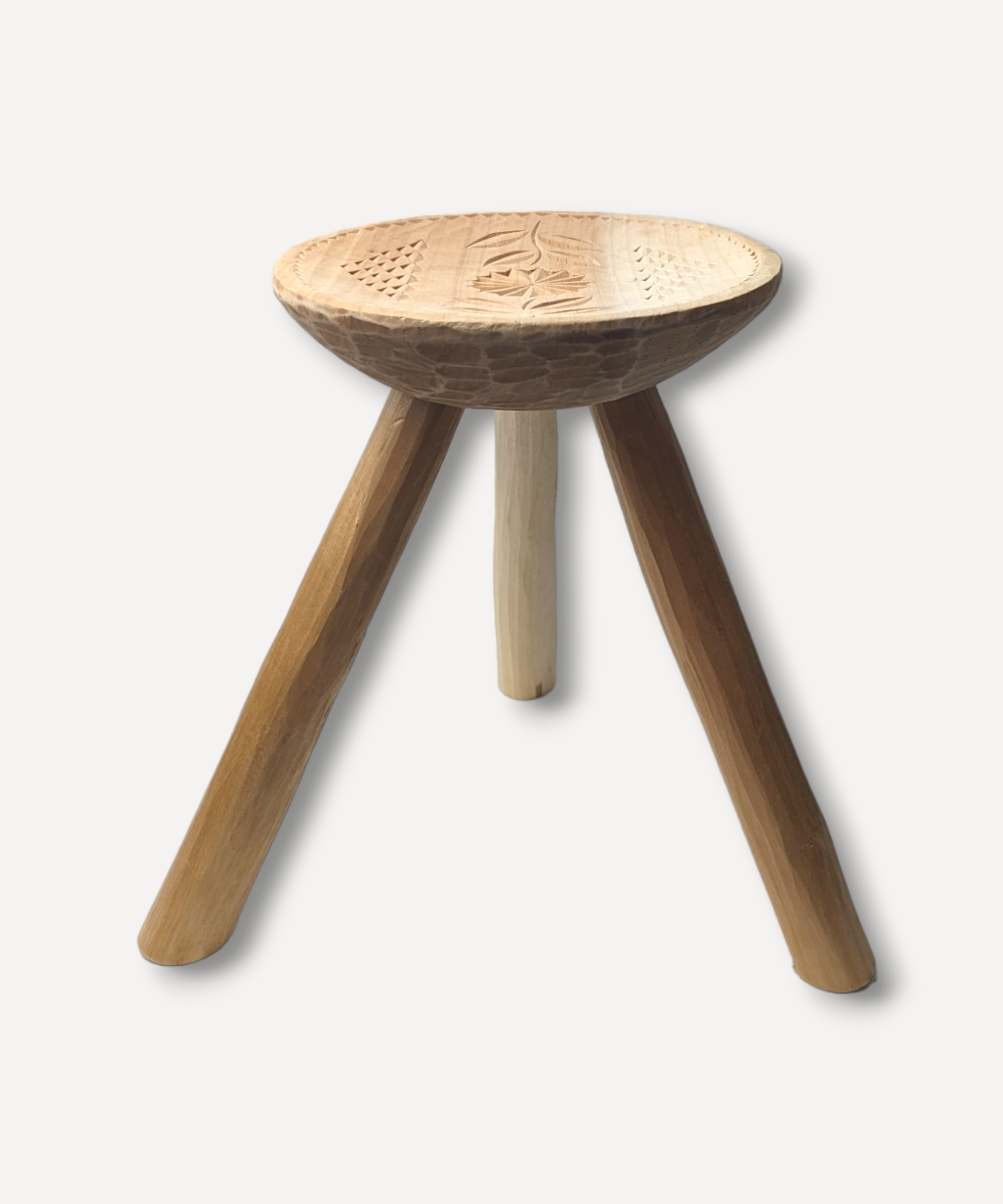 Wooden Stool with Motif