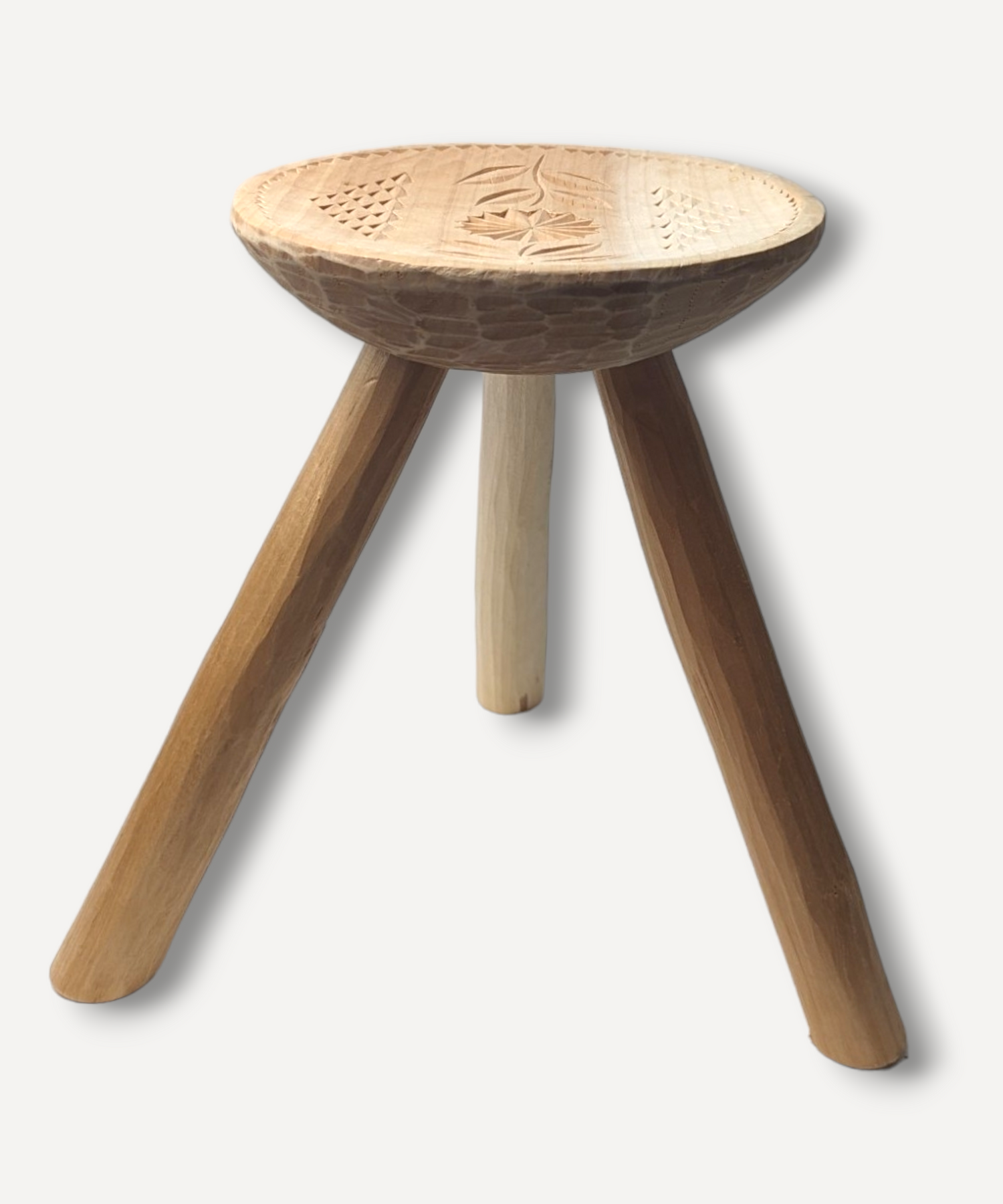 Wooden Stool with Motif