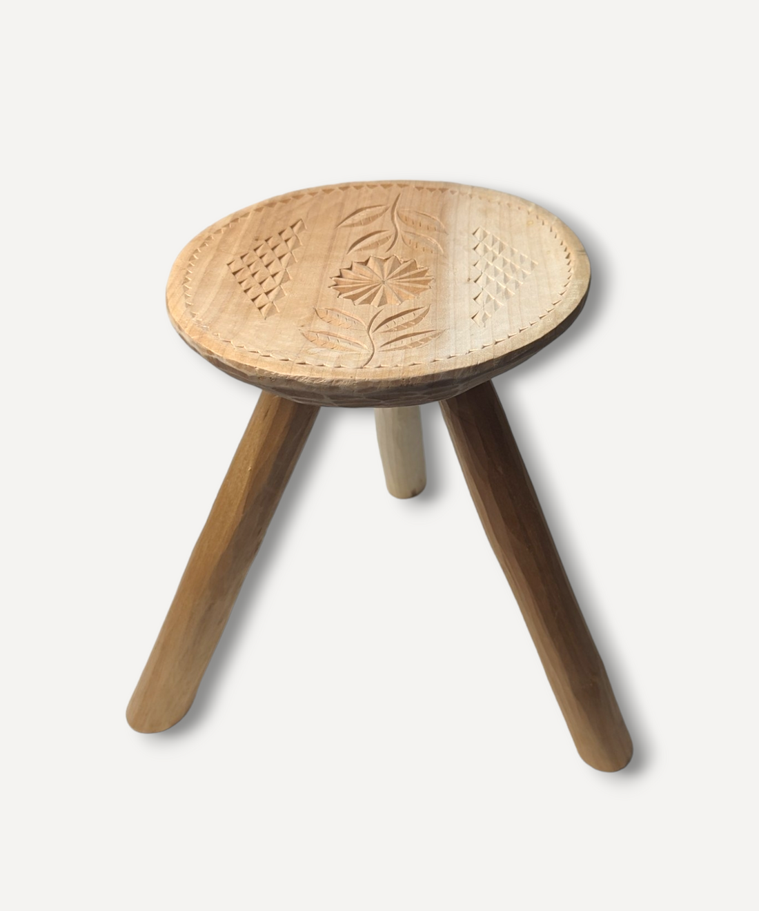 Wooden Stool with Motif