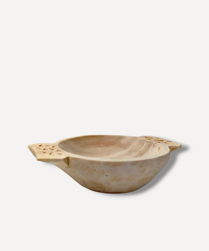 Wooden Bowl with Carved Handles