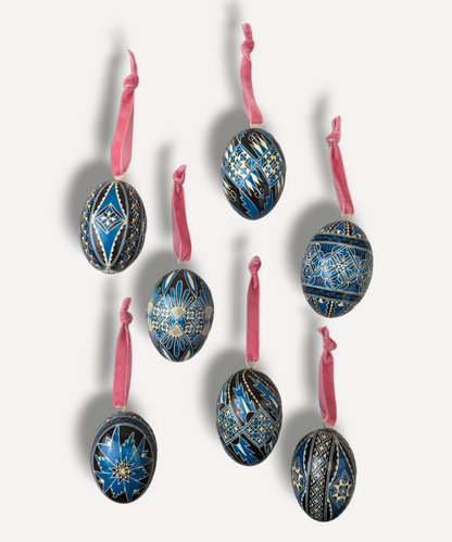 Traditional Blue Hand-Painted Eggs
