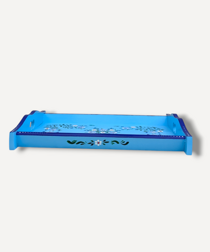 Sky Blue - Hand Painted Wooden Tray