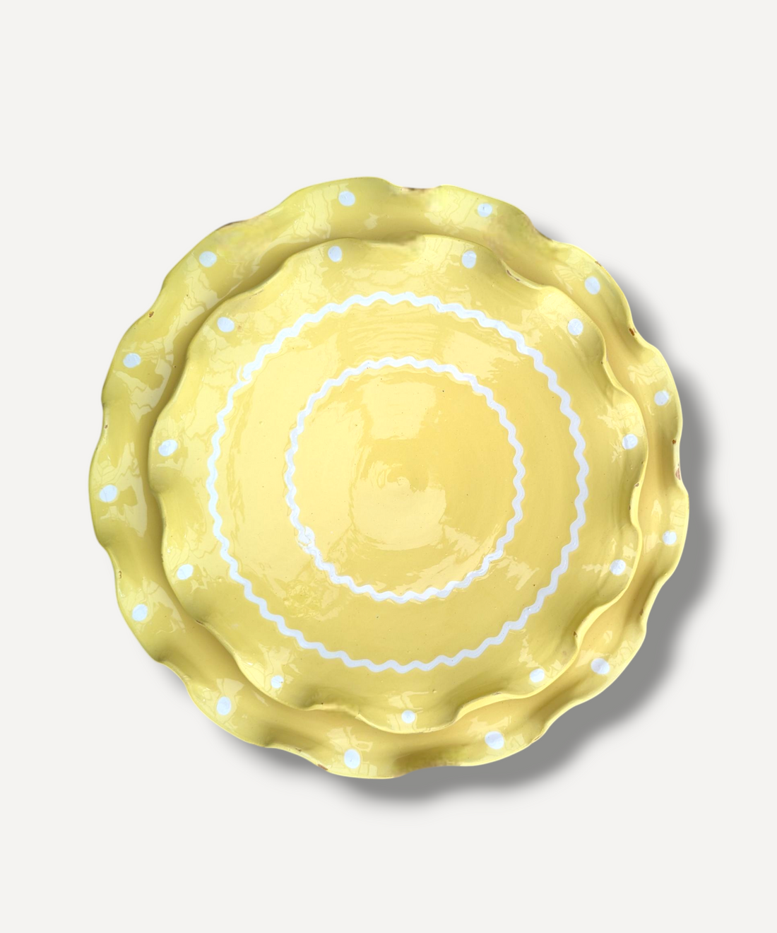 Lemon Yellow - Large Ripple Servings Plate / 25cm