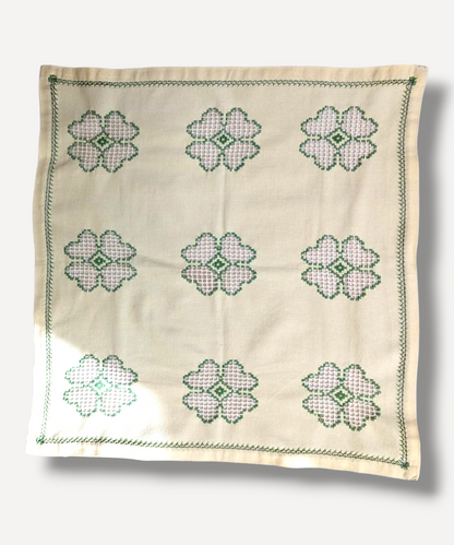 Green Floral Embroidered Tablecloth