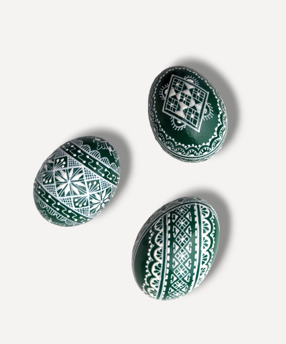 Green Hand-Painted Eggs