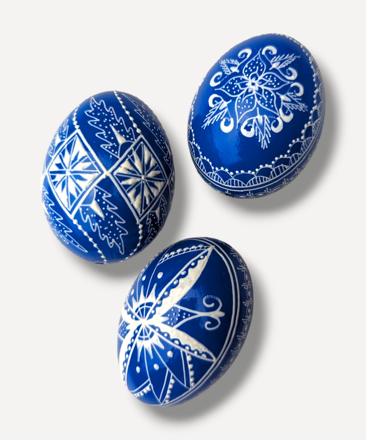 Blue Hand-Painted Eggs