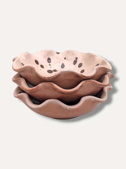 Warm Ecru Ripple Side Bowl