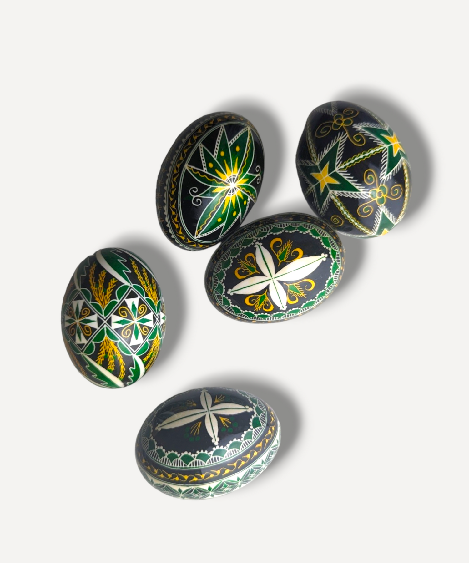 Traditional Green Hand-Painted Eggs