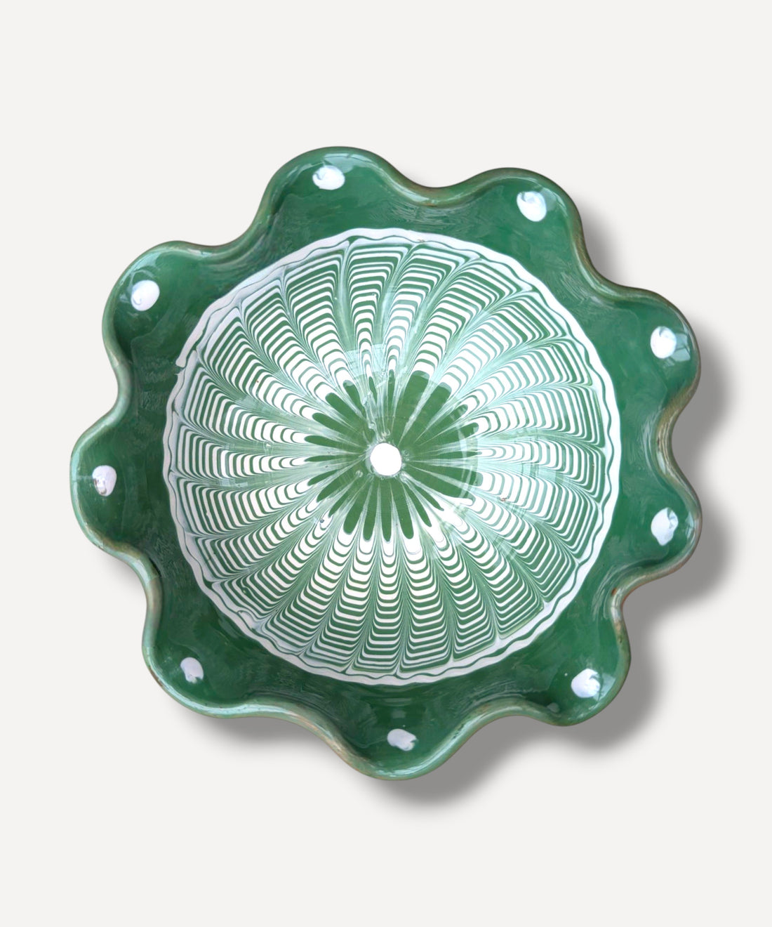 Moss Green Ripple Side Bowl