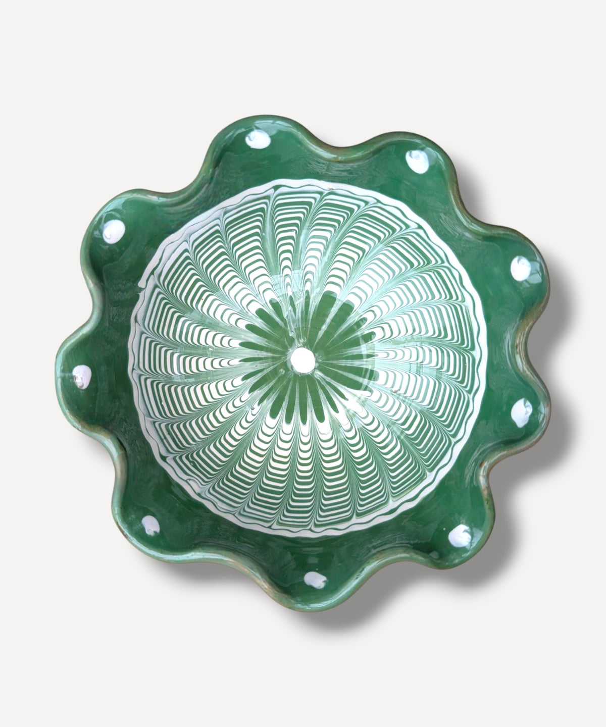 Moss Green Ripple Side Bowl