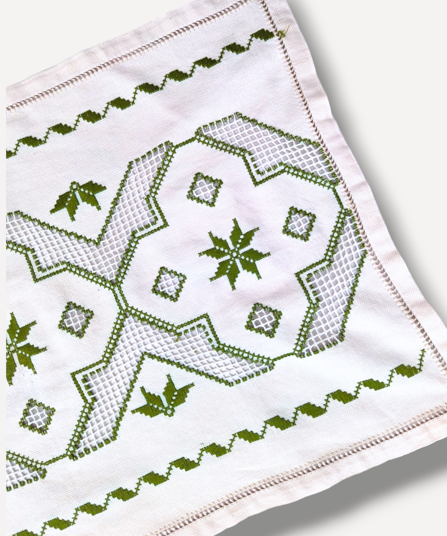 Green Embroidered Runner