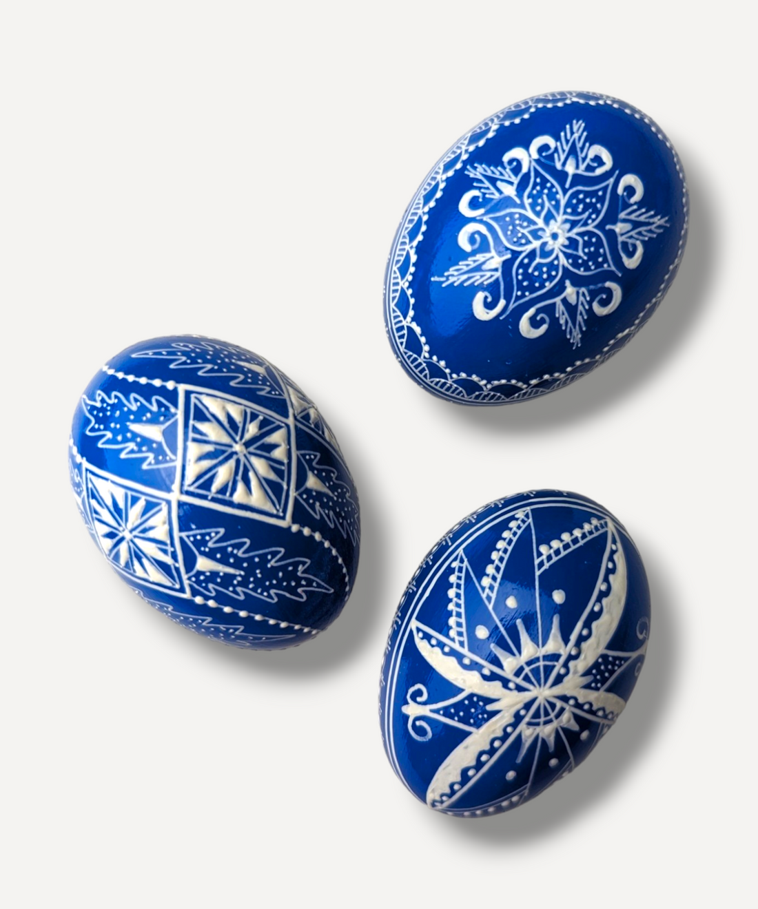 Blue Hand-Painted Eggs