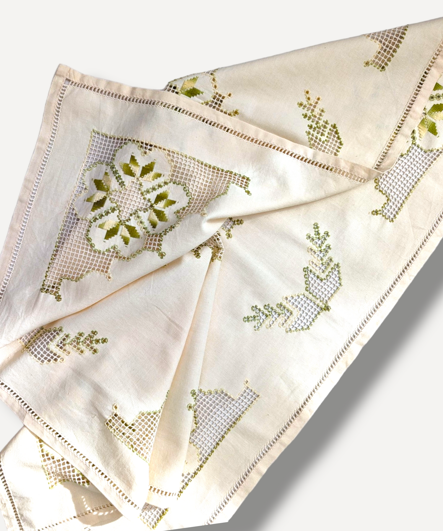 Two-Tone Embroidered Table Cloth