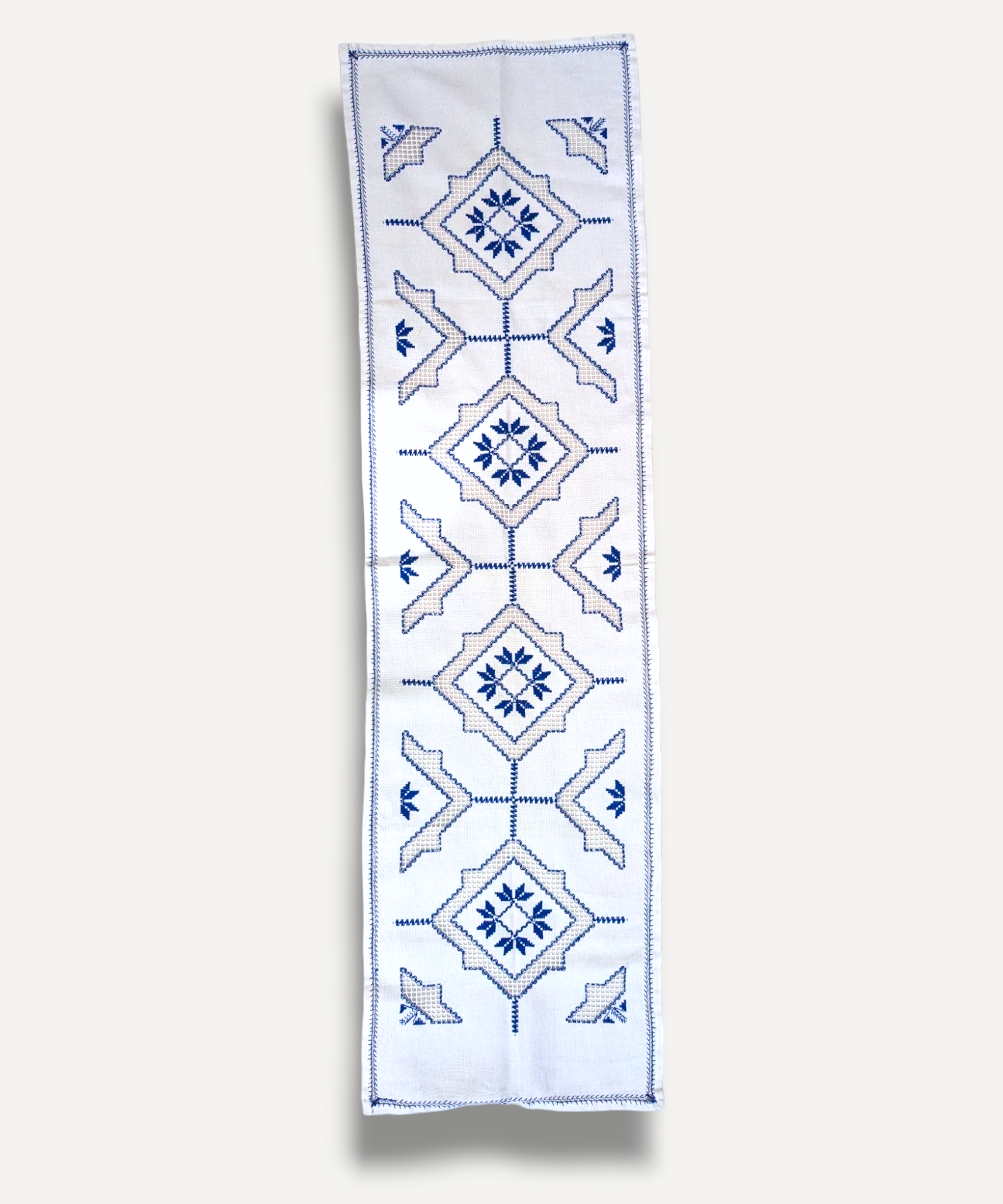 Blue Embroidered Runner