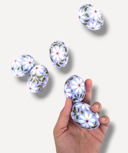 Lilac Daisy - Hand Painted Wooden Egg