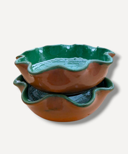 Moss Green Ripple Side Bowl