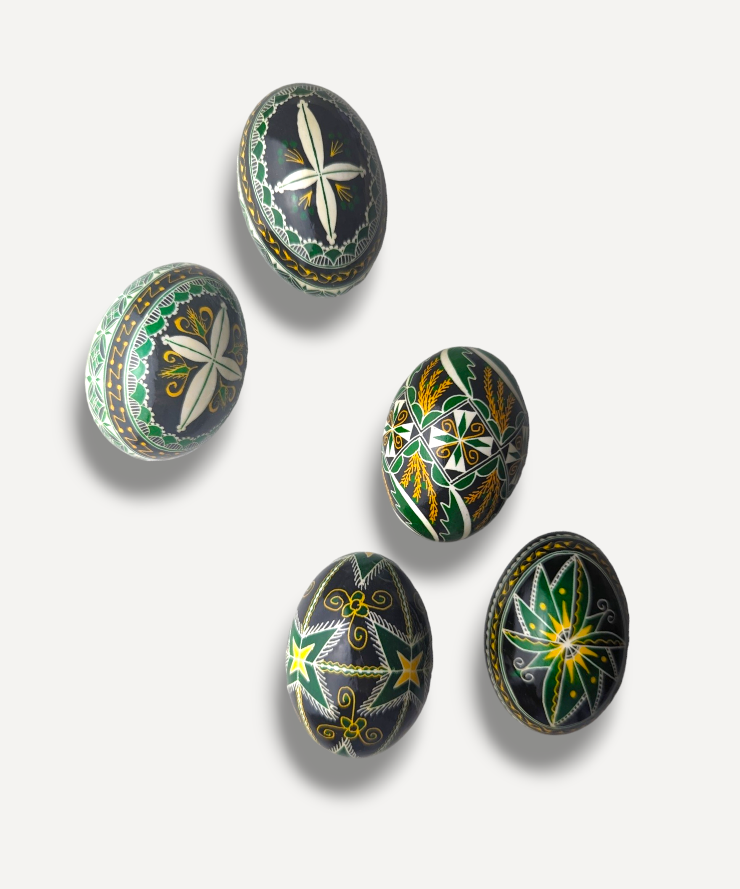 Traditional Green Hand-Painted Eggs