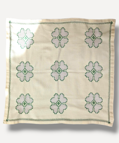 Green Floral Embroidered Tablecloth