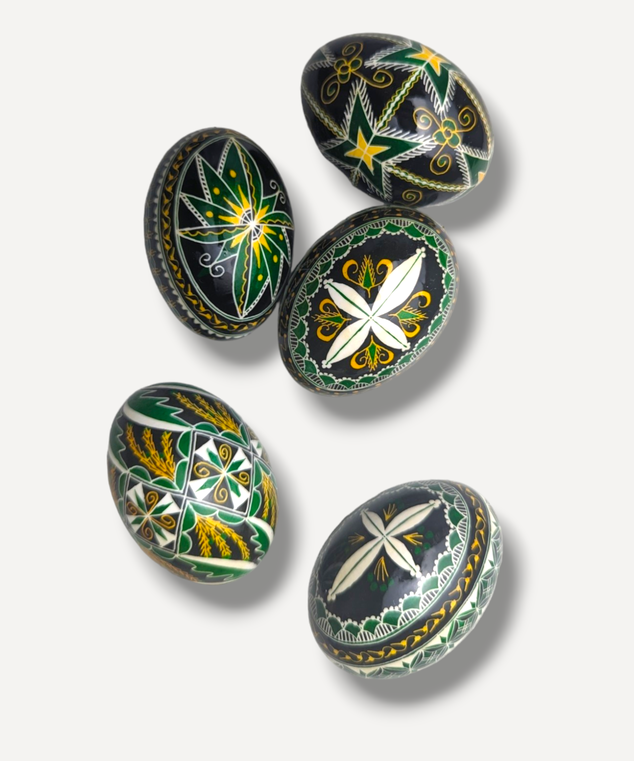 Traditional Green Hand-Painted Eggs