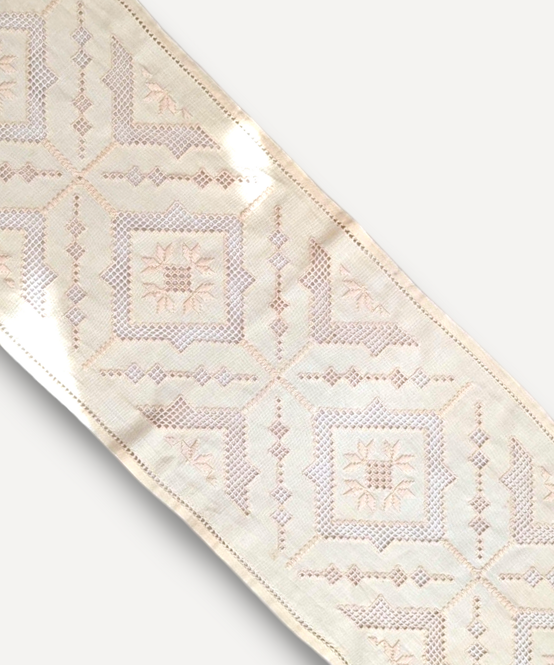 Soft Cream Embroidered Runner