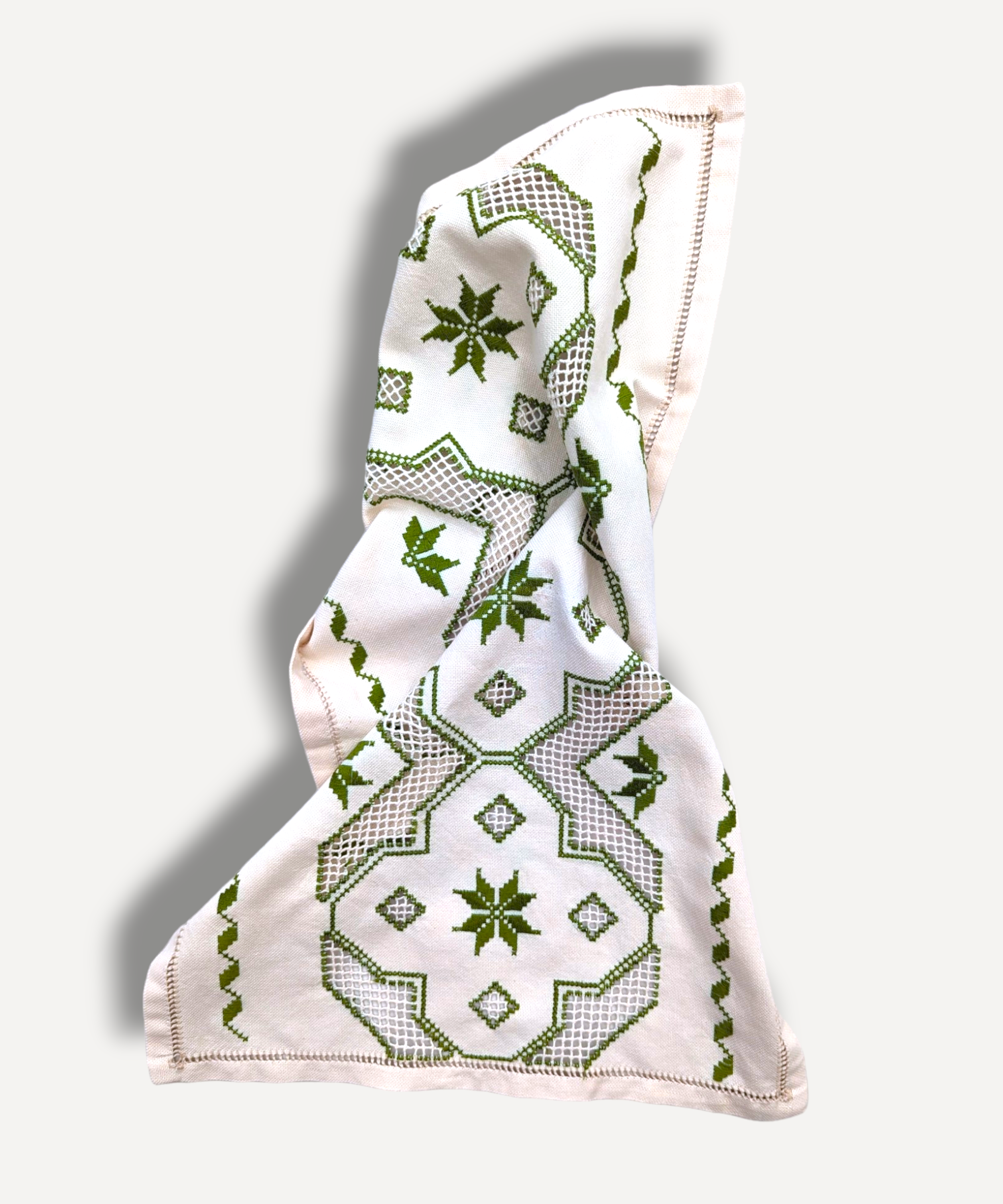 Green Embroidered Runner