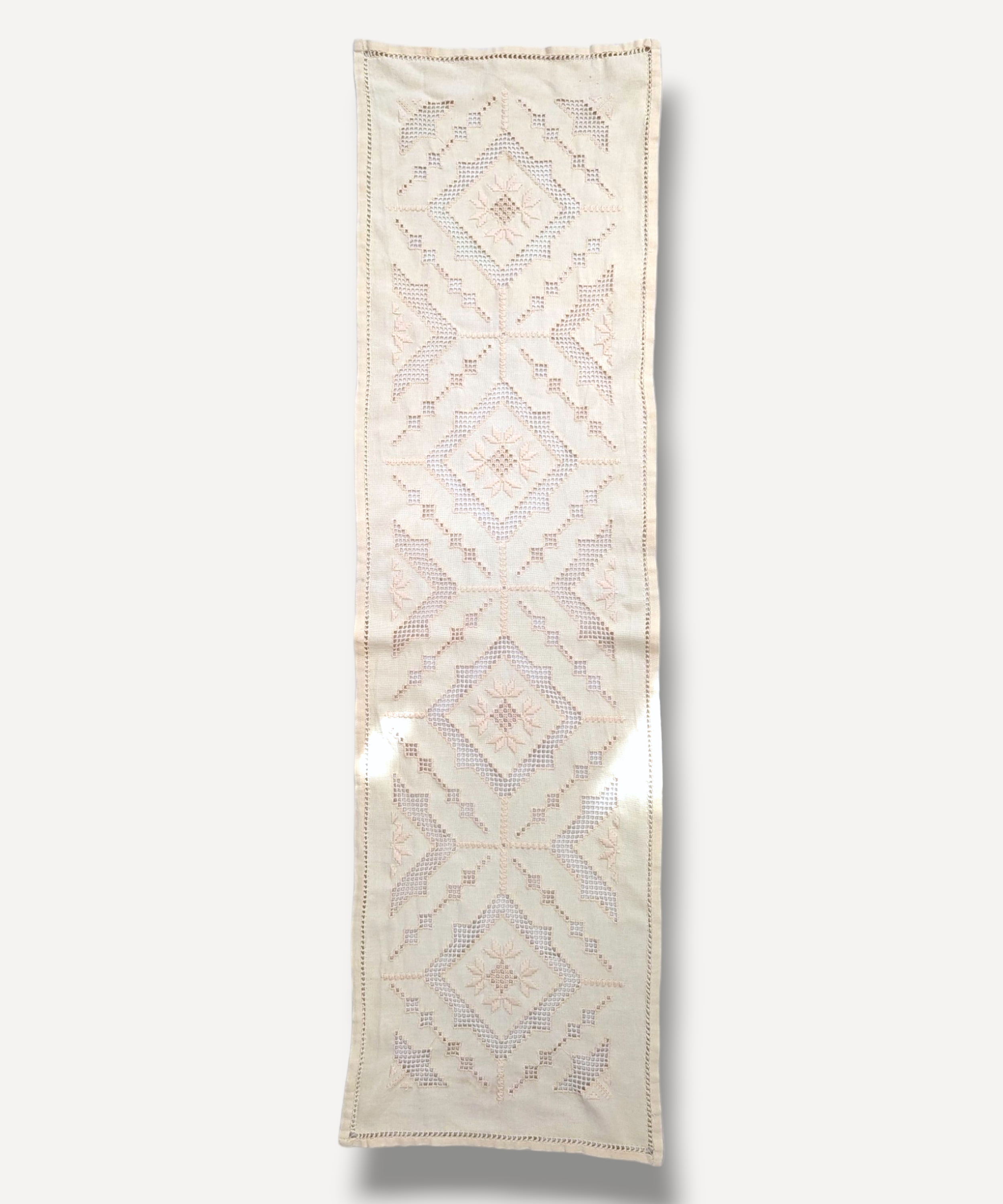 Soft Cream Embroidered Runner