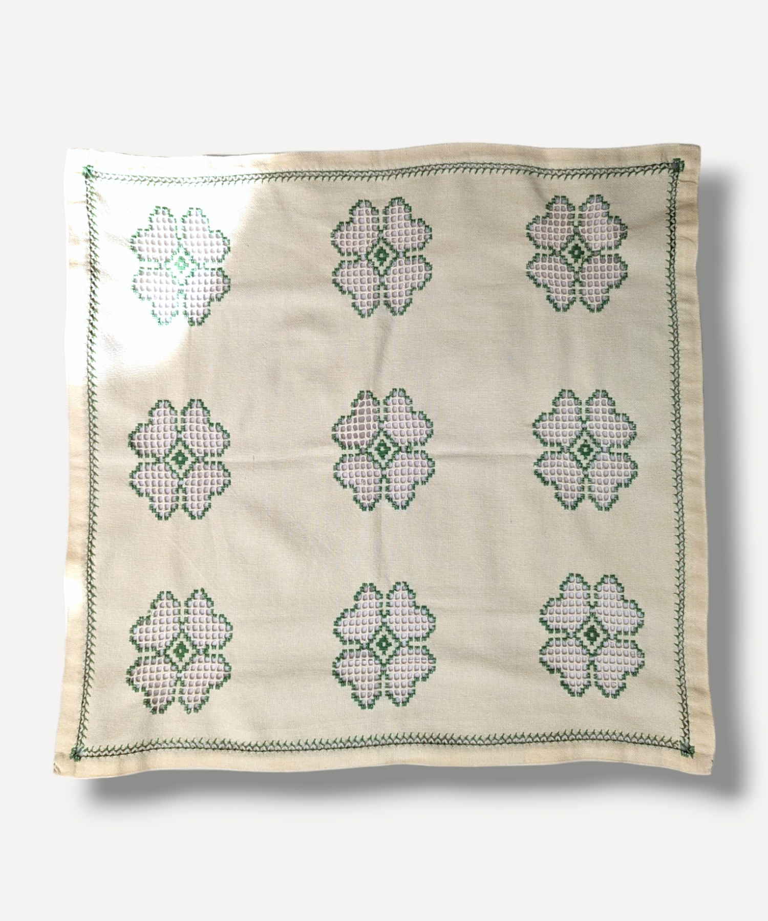 Green Floral Embroidered Tablecloth