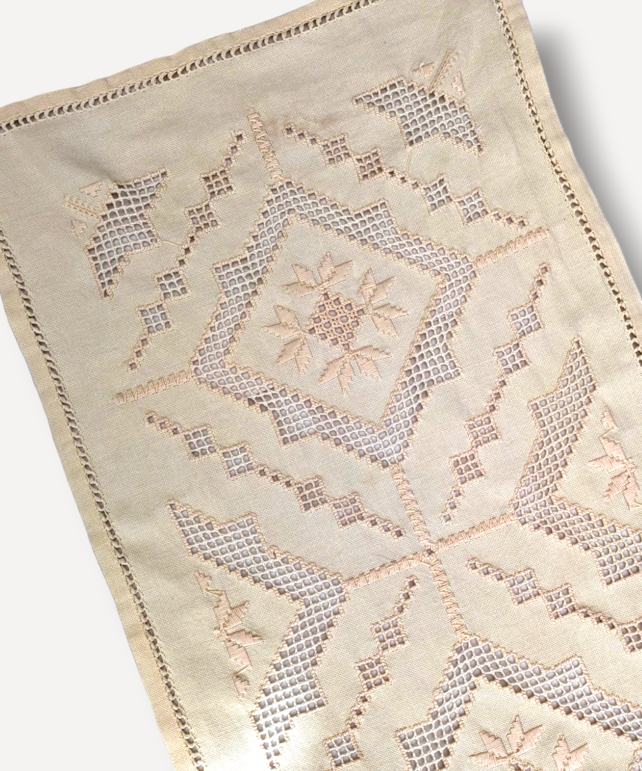 Soft Cream Embroidered Runner