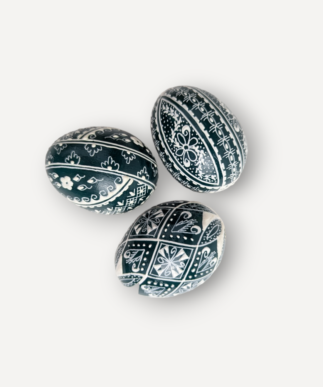 Casa De Folklore Deep Green Hand-Decorated Egg, Easter Egg