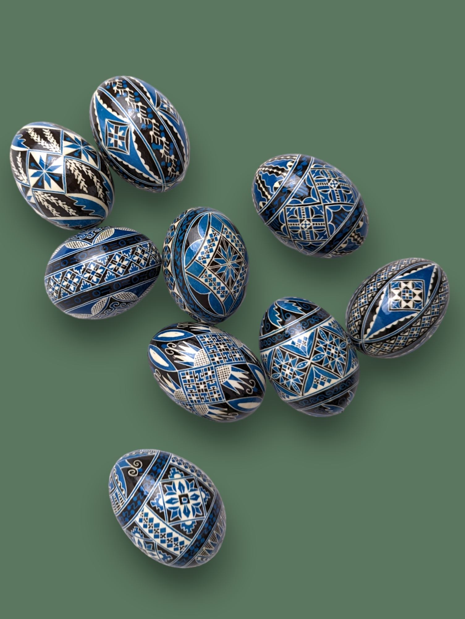 Blue Hand-Painted Eggs