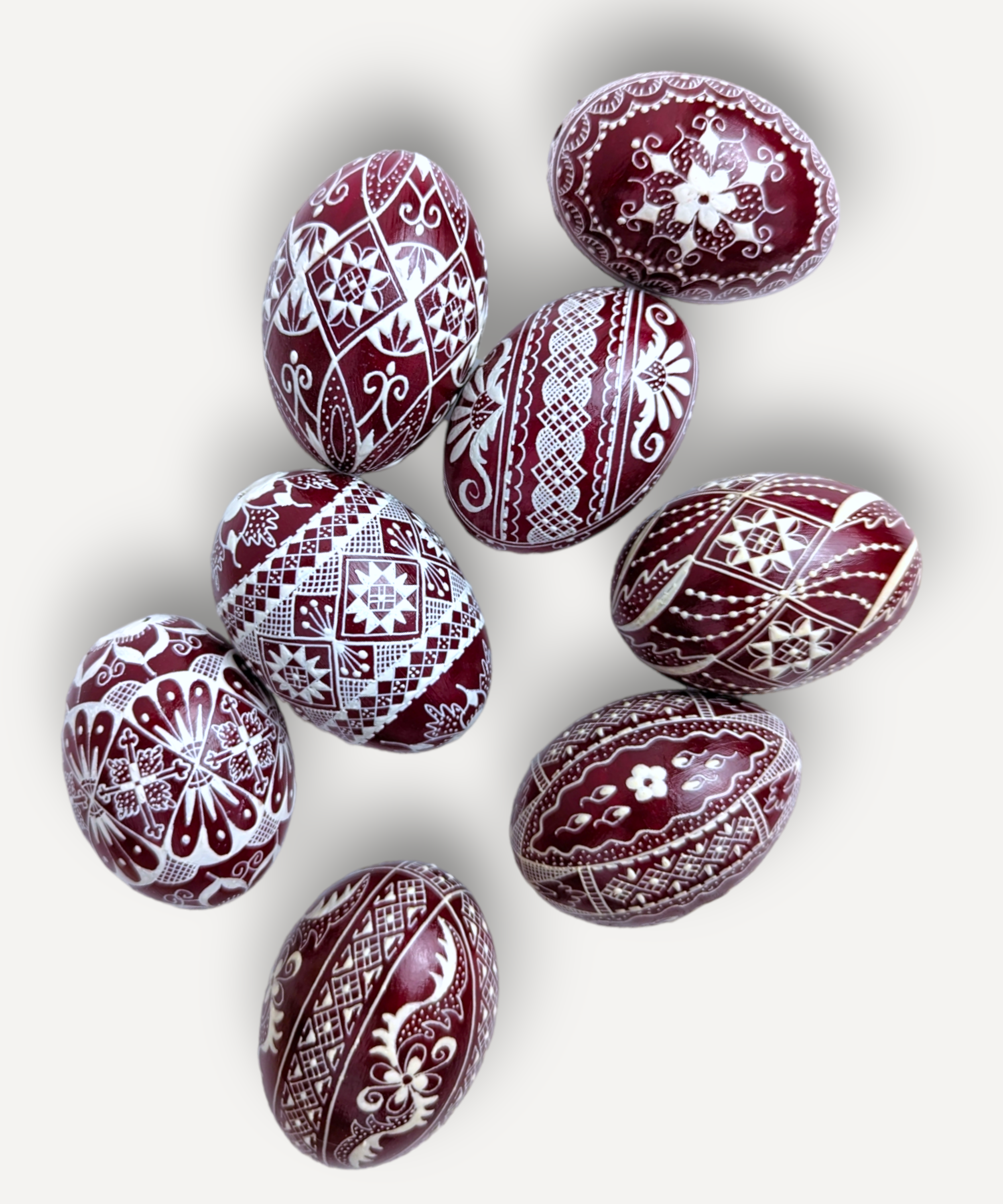 Red Hand-Painted Eggs